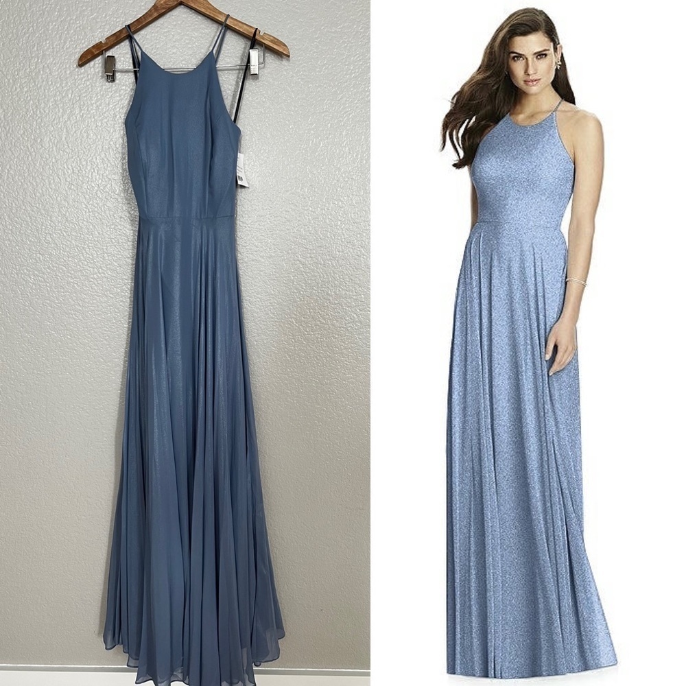 Nordstrom Dessy Collection Blue Shimmer Maxi Dress Gown